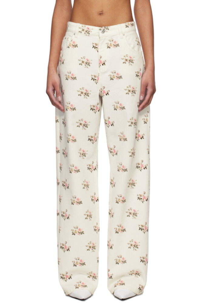 

Джинсы бойфренды с белым и розовым принтом Blumarine
