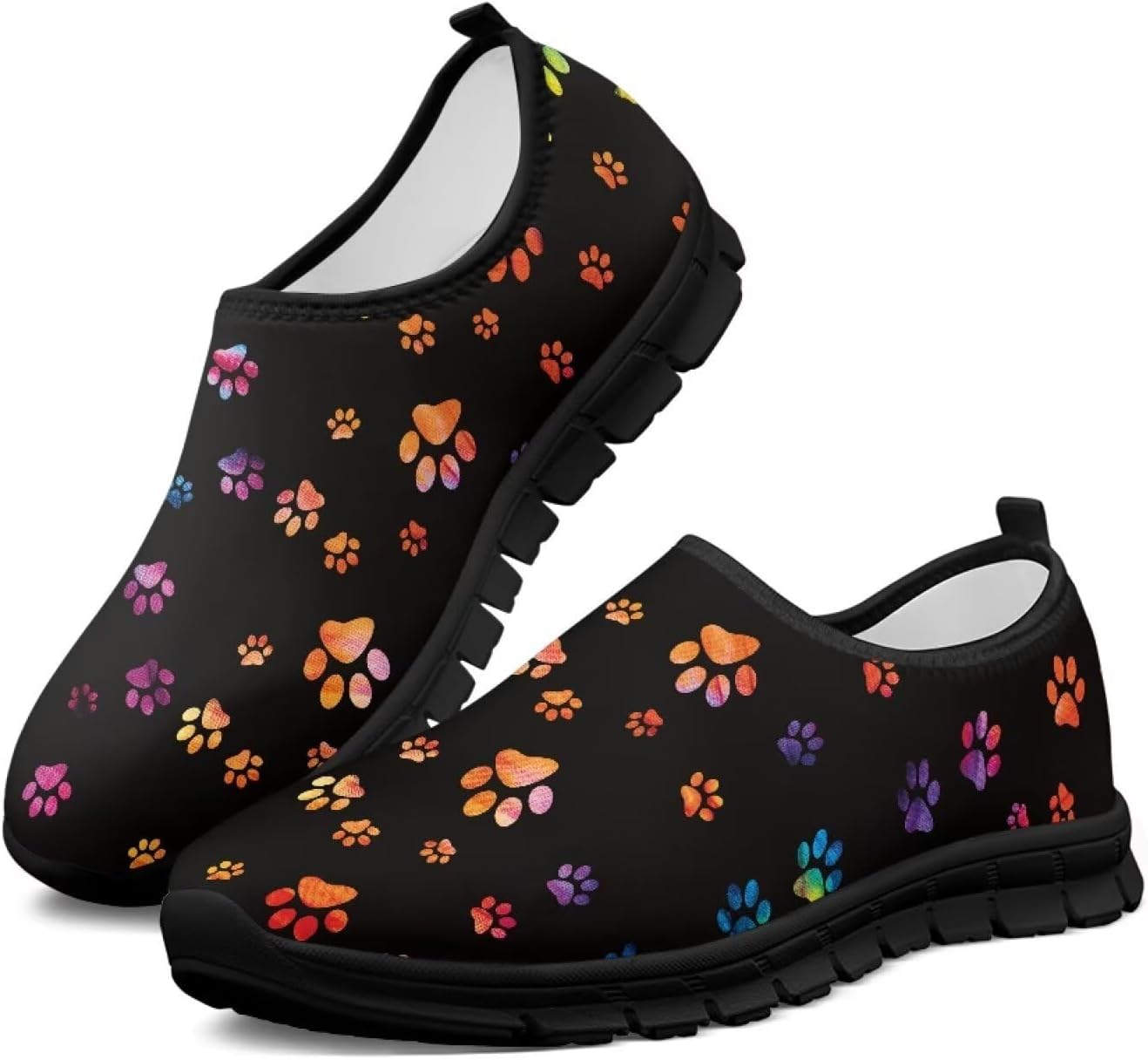 

Женские спортивные кроссовки без шнурков, дышащие, для ходьбы, бега, тенниса, тренировок, с нескользящей подошвой, широкая полнота, размер 5.5-13.5 Chririnla, Colorful Dog Paws