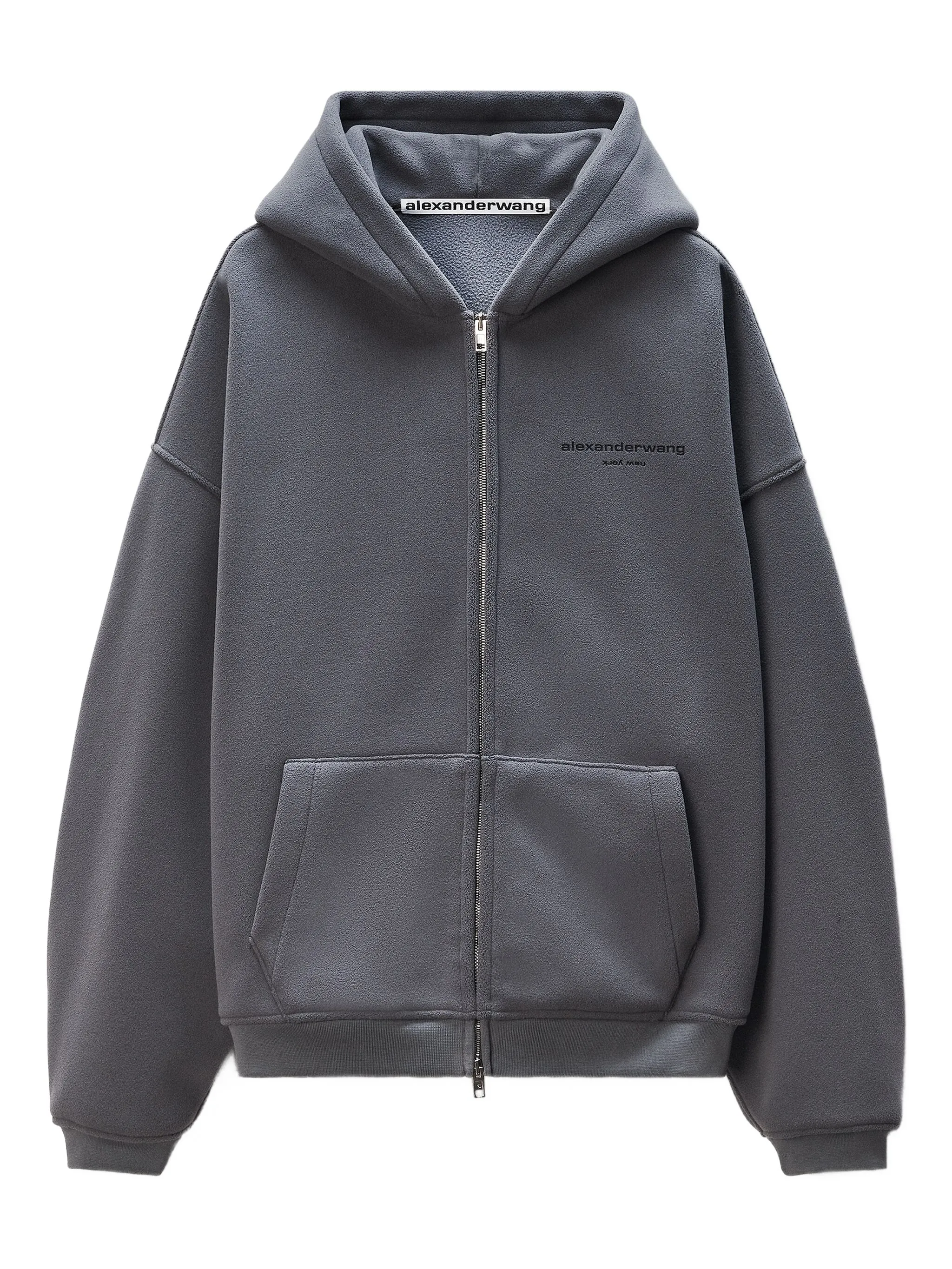 

Худи на молнии с логотипом Alexander Wang, серый