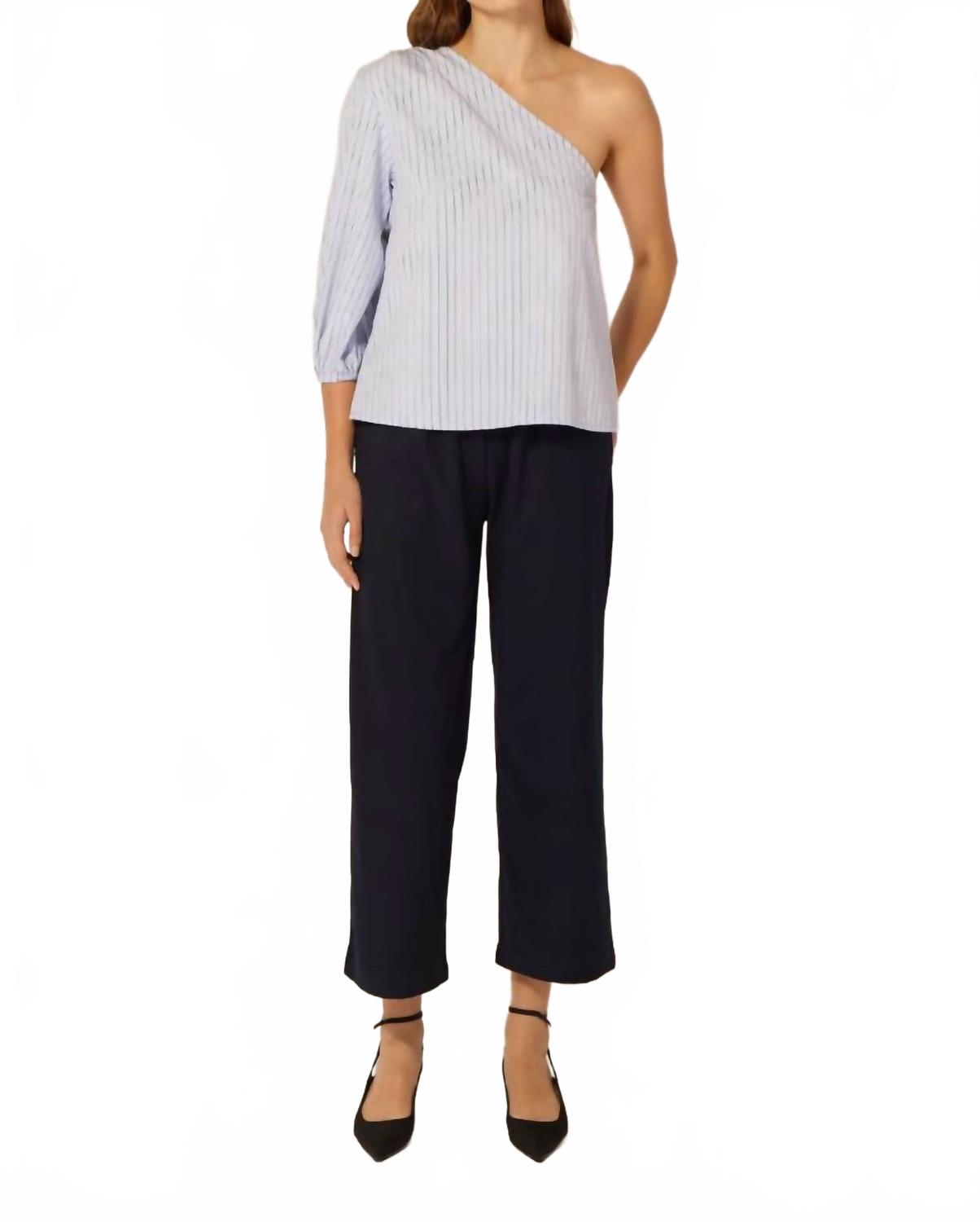 

Блузка Phoebe с открытыми плечами в светло-голубую полоску T. Line, Light Blue Stripe