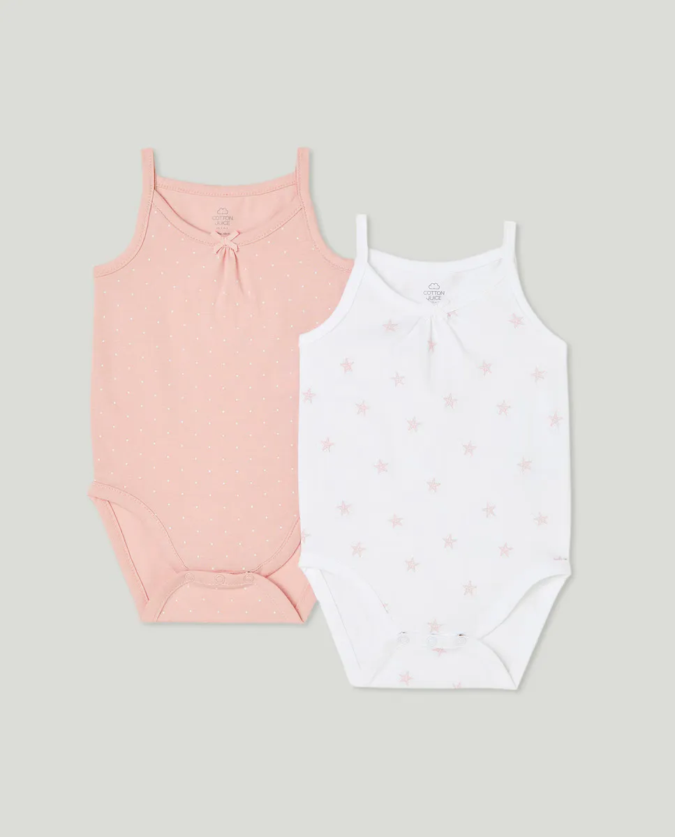 

Набор из двух боди без рукавов для девочек Cotton Juice, цвет Rosa