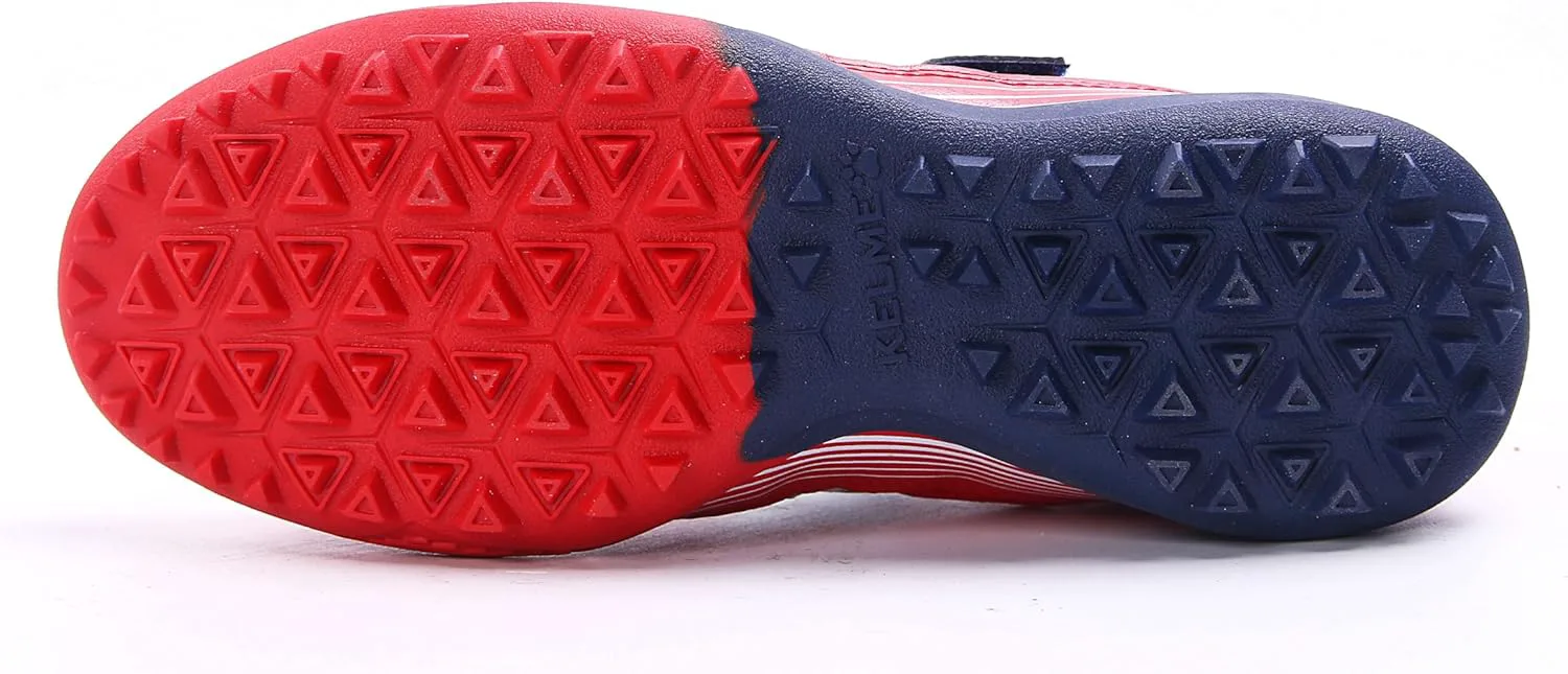 Футбольные бутсы KELME без шнурков для детей и подростков - футзал или футбольная обувь для игры на траве для мальчиков и девочек - футбольные бутсы на липучке для игры в помещении или на улице, красный/синий — фото 3