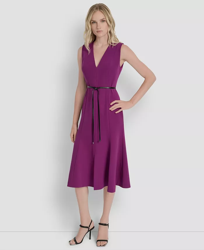 

Женское платье без рукавов с V-образным вырезом, облегающее и расклешенное DKNY