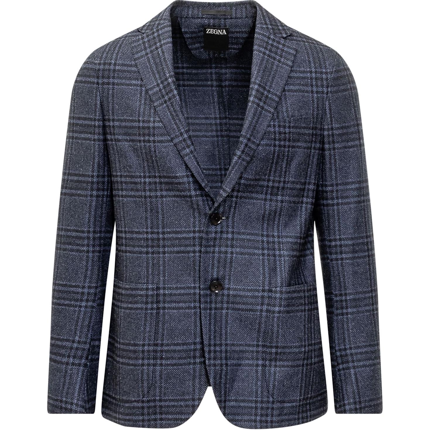 

Однобортный блейзер в клетку тартан Ermenegildo Zegna, Marine Blue