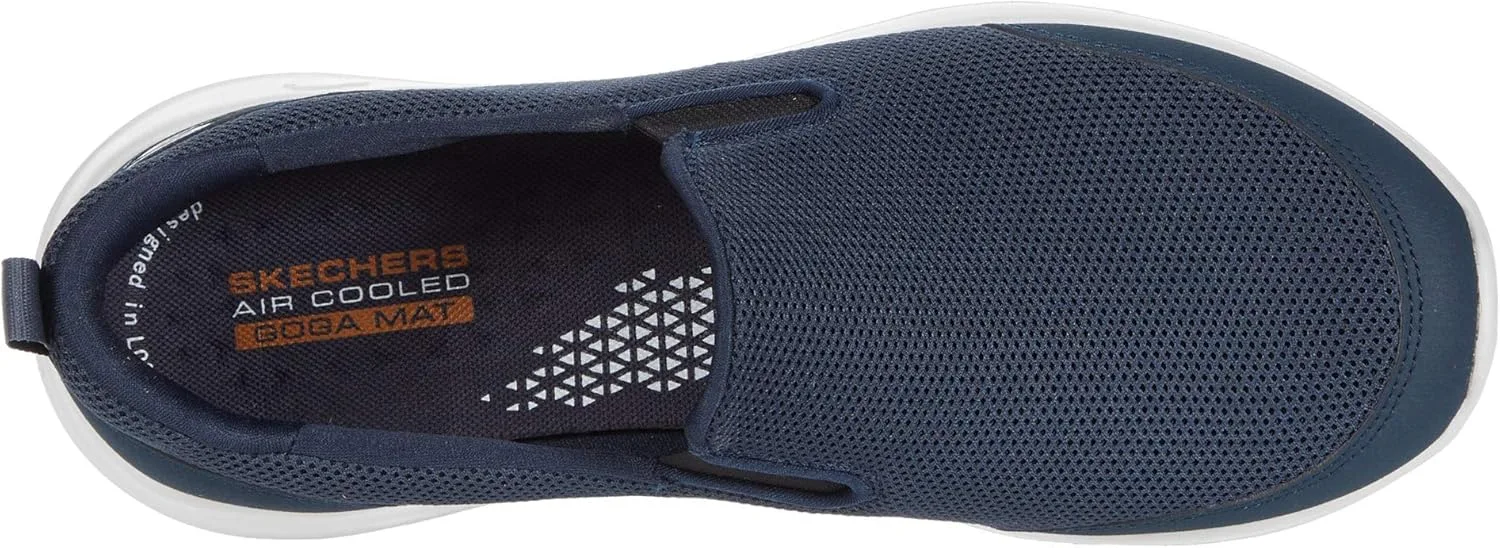 Мужские кроссовки Skechers Go Walk Max Clinched-Athletic Mesh Double Gore Slip On Shoe для ходьбы, белый/темно-синий — фото 3