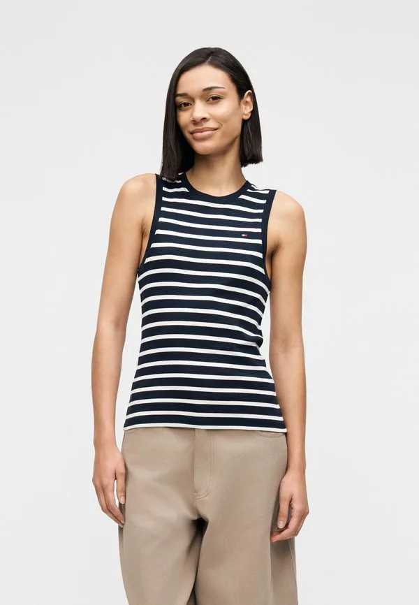 Облегающая майка с круглым вырезом Tommy Hilfiger, Bretone Dark Night/Ecru
