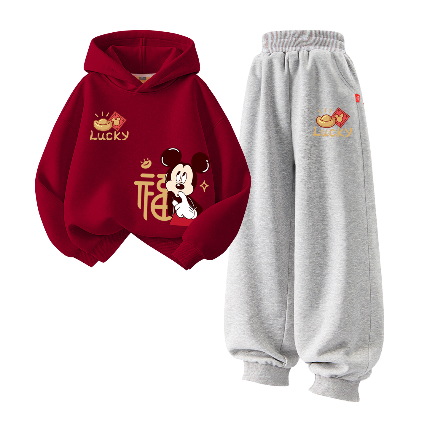 

Детская повседневная спортивная одежда Disney, [thickened and fleece-lined]daliyuan coin k бордовый+dianyuan coin k серый