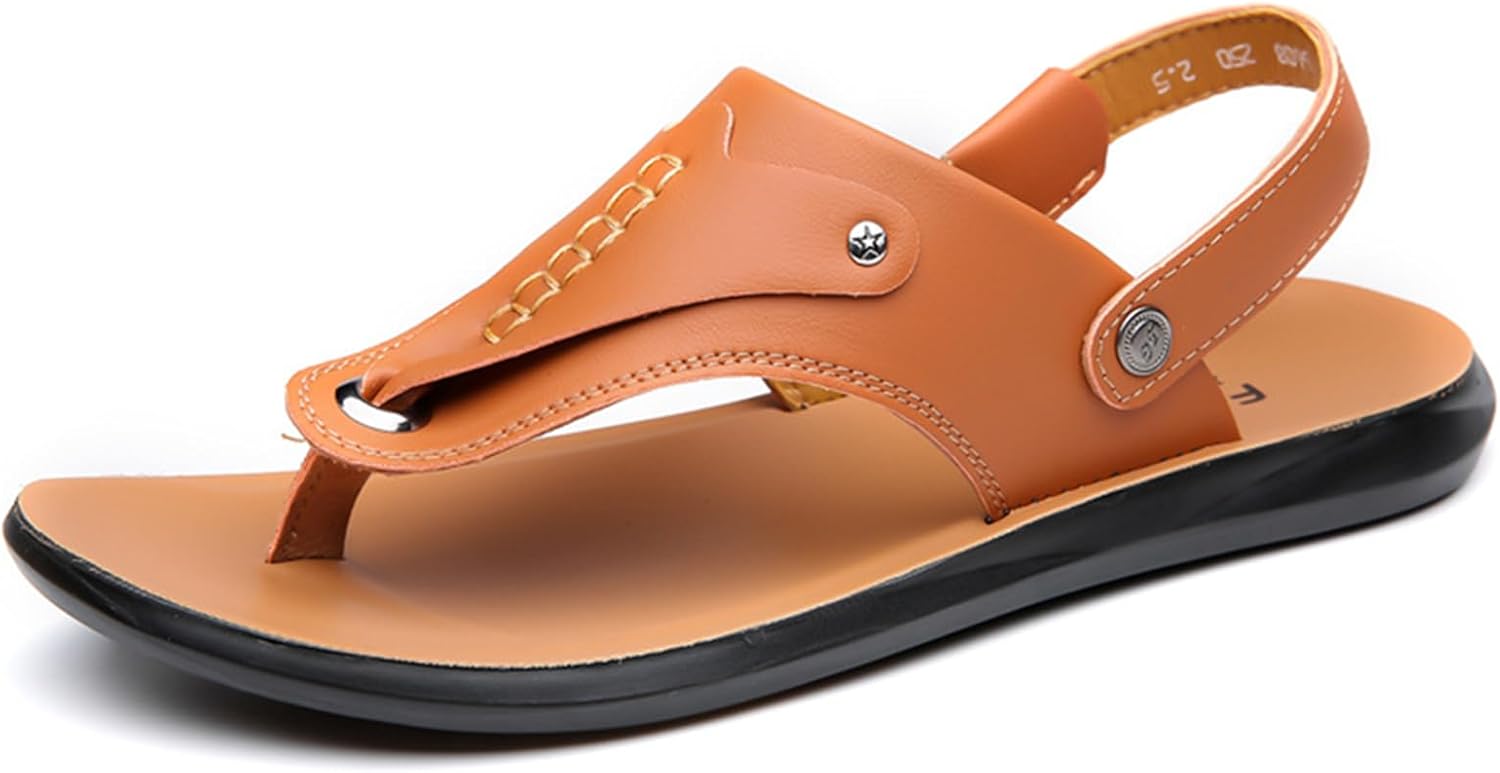 

Мужские сандалии Abborora для улицы и дома, пляжные шлепанцы, повседневные кожа, слипоны, спортивные тапочки, удобные, легкие, светло-коричневый