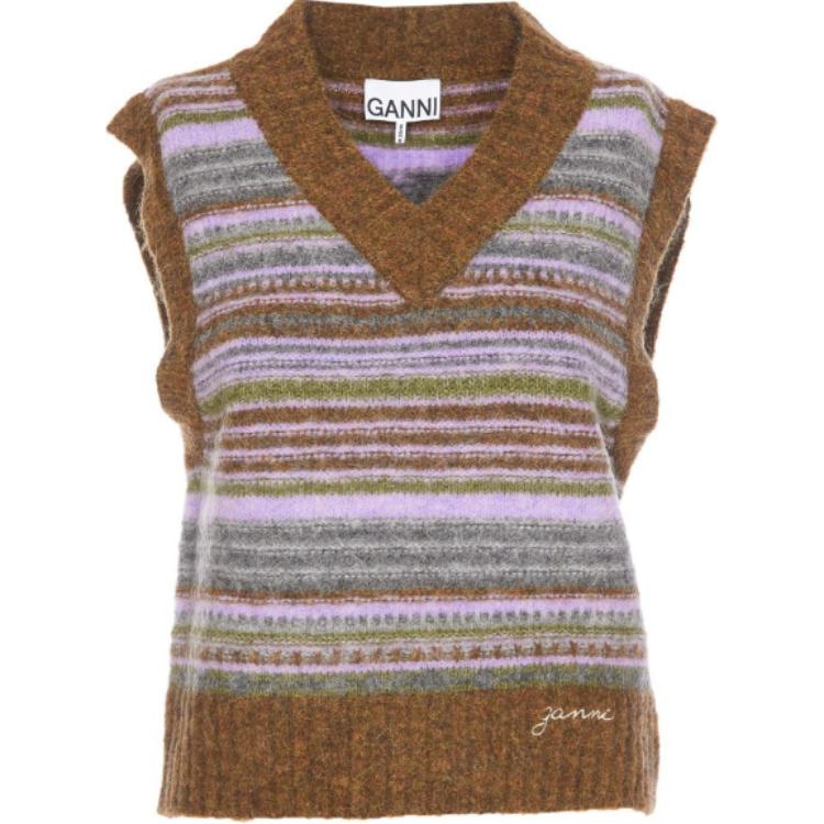 

GANNI Полосатый вязаный жилет, Multicolor