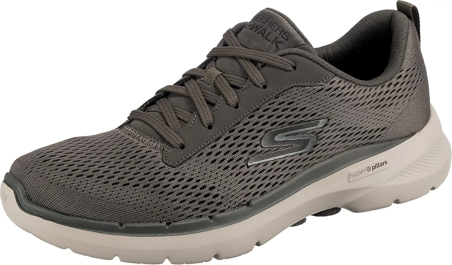 Мужские кроссовки Skechers Go Walk 6 Avalo Street для бега, Taupe Textile Synthetic