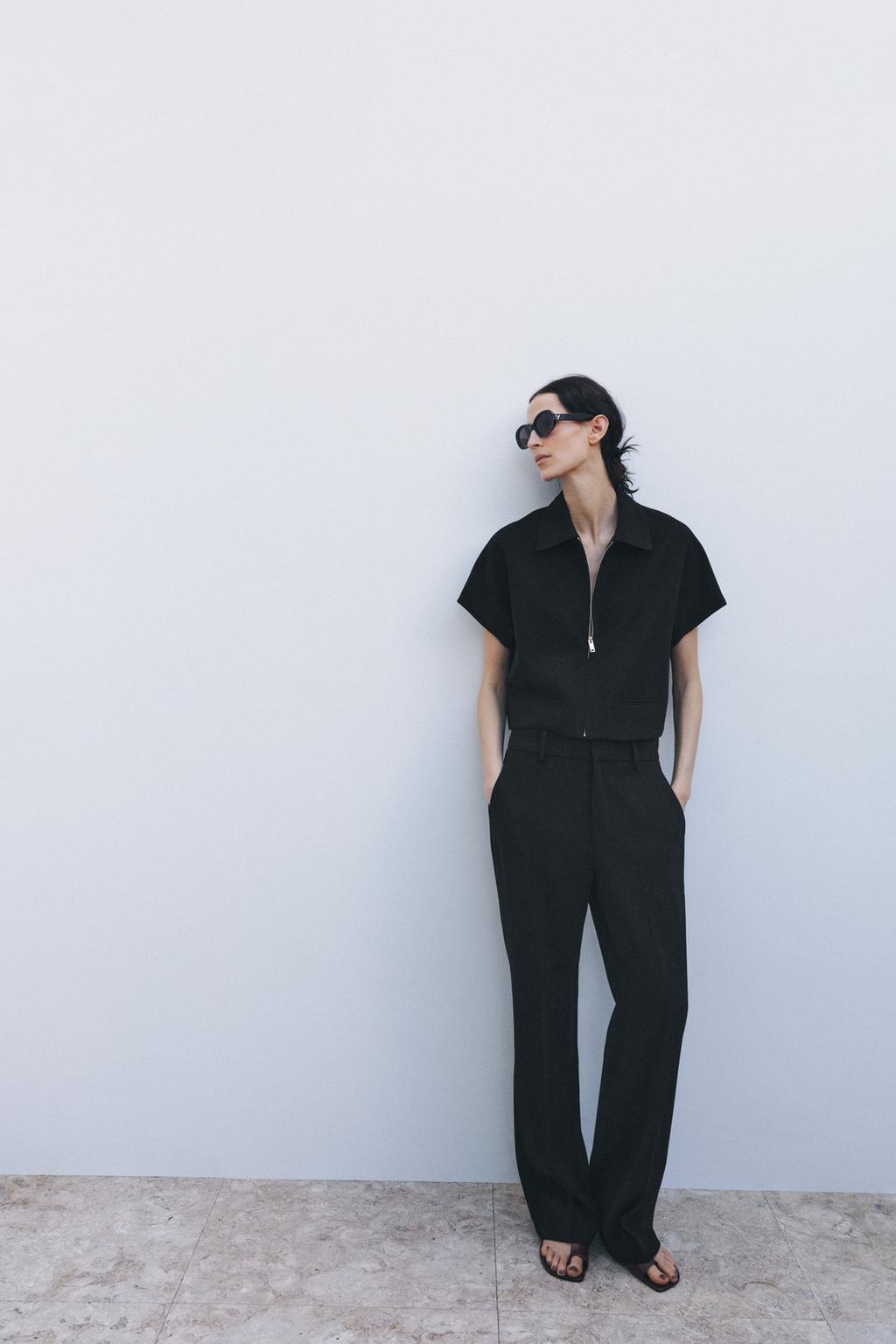 

Укороченный жакет ZARA, черный
