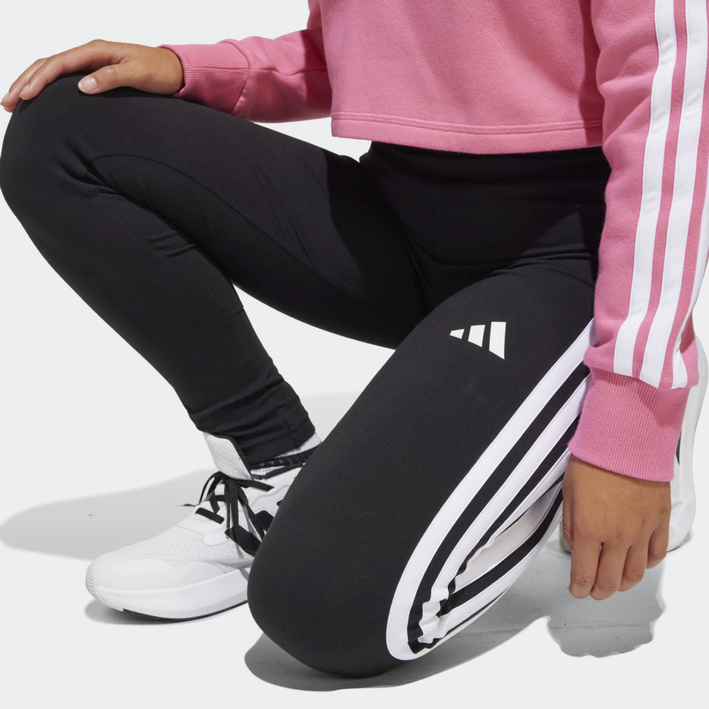 Детский спортивный костюм Essentials Tiberio Fleece 3 полосы adidas, розовый — фото 3