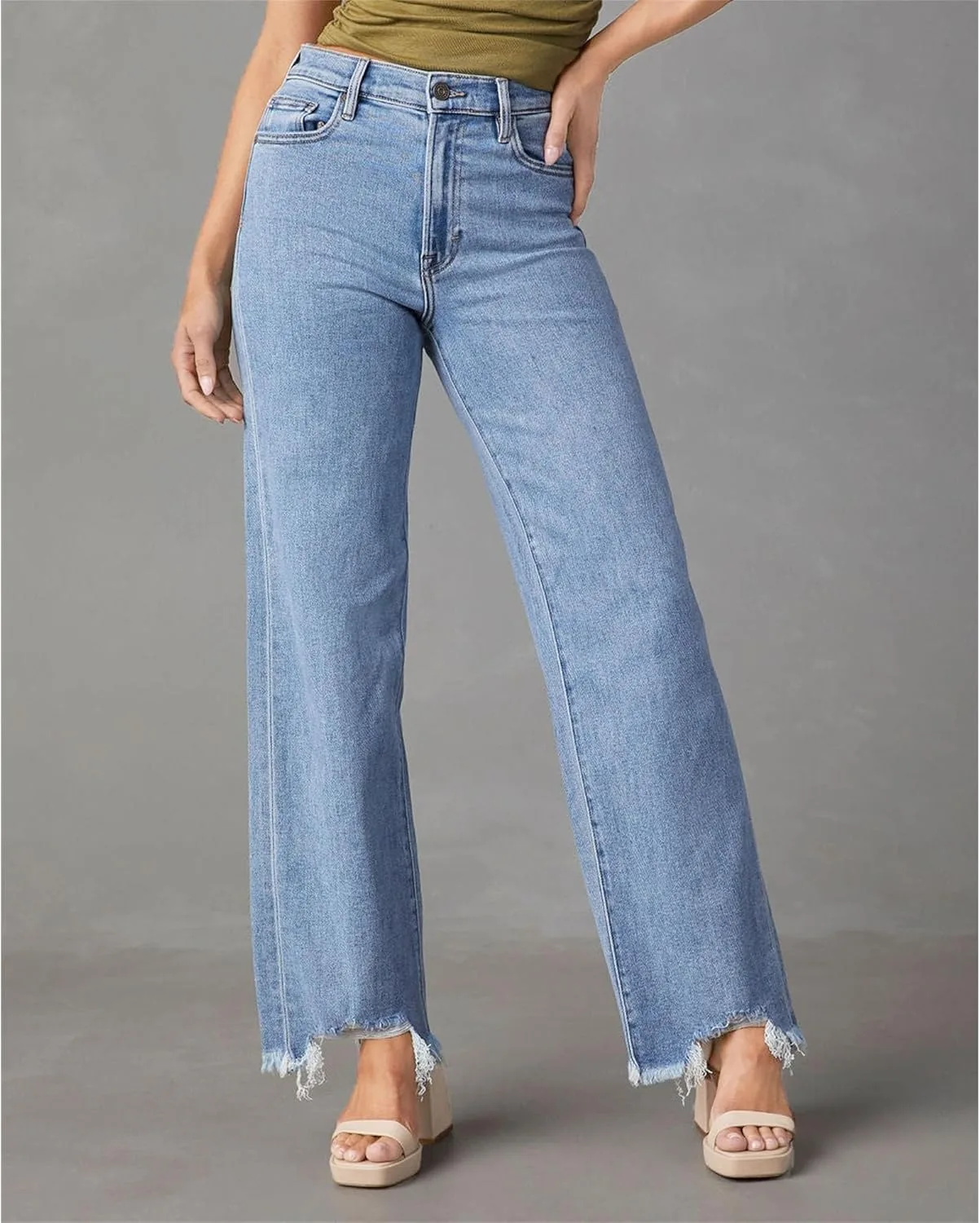 Модные джинсы для женщин 2025, high waisted, frayed, baggy — фото 2