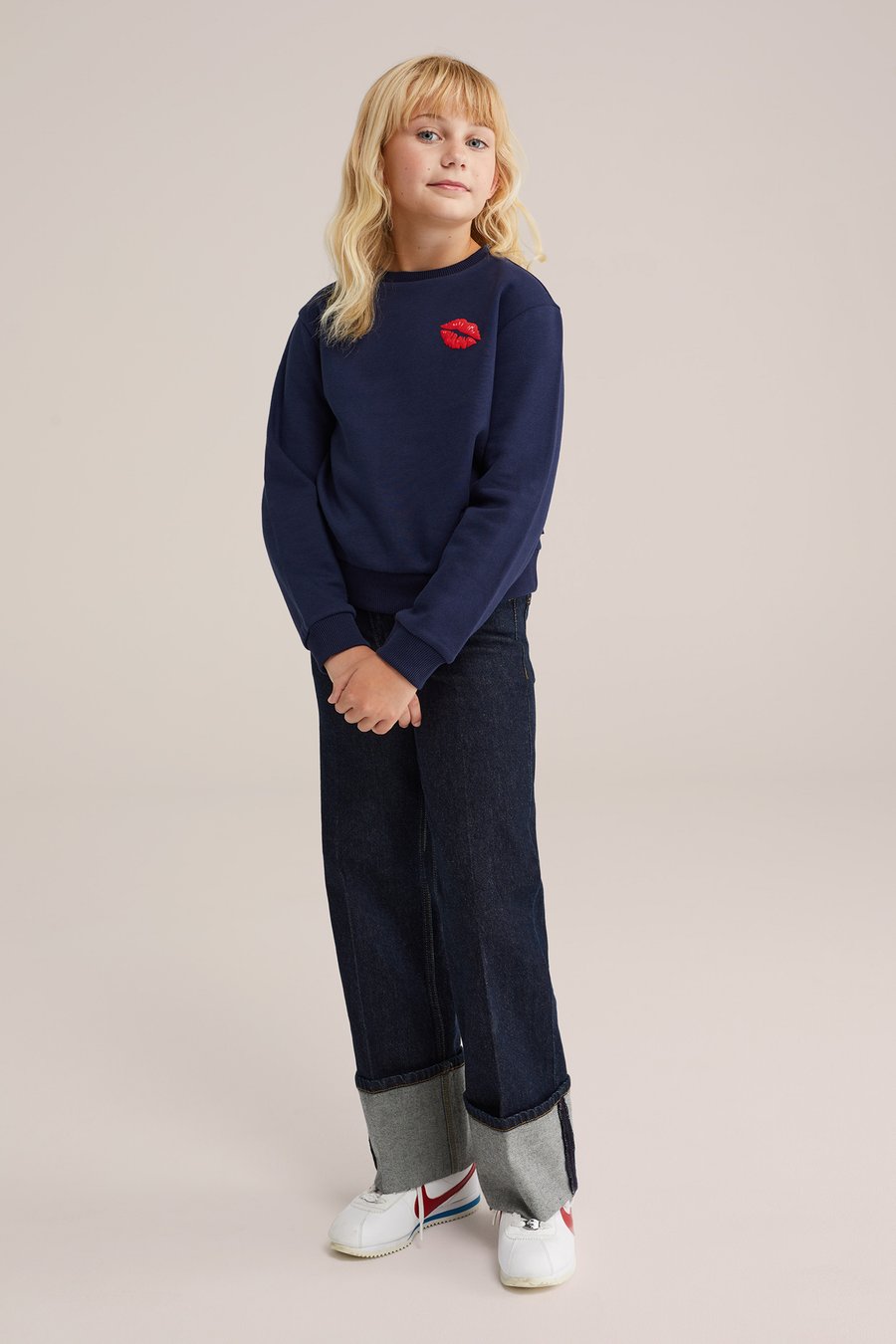 Толстовка WE Fashion Sweatshirt, Navy Blue/Mottled Dark Blue — фото 2