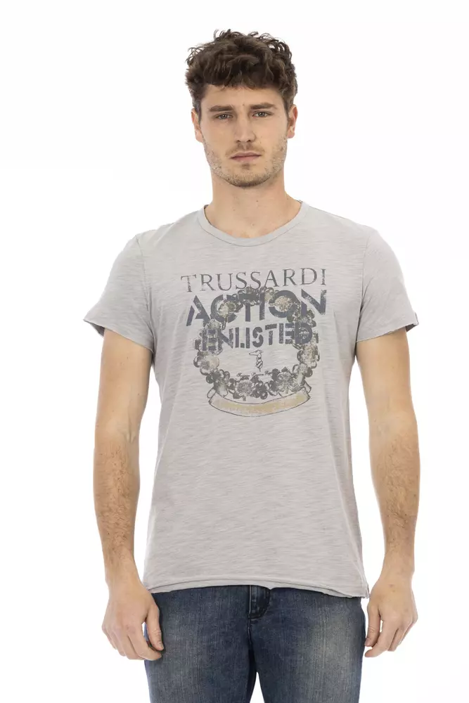 

Серая хлопковая мужская футболка Trussardi