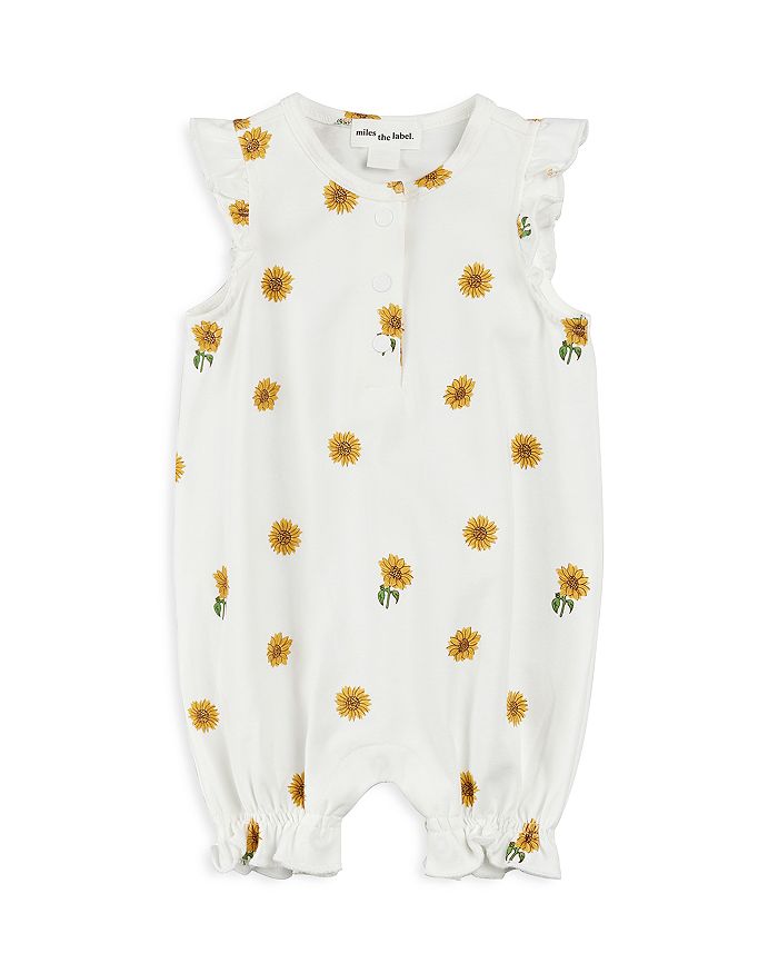 

Детский комбинезон с рюшами и принтом "Подсолнухи" для девочек - Baby Miles The Label, слоновая кость/кремовый