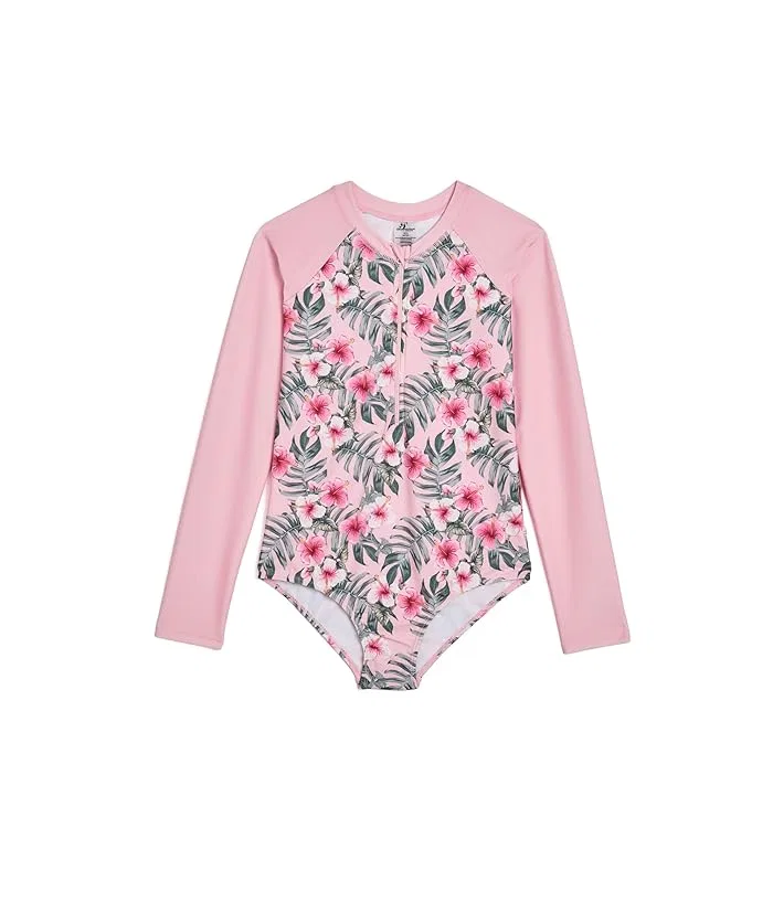 Купальник слитный с принтом Hibiscus Deux par Deux, Pink Hibiscus Print