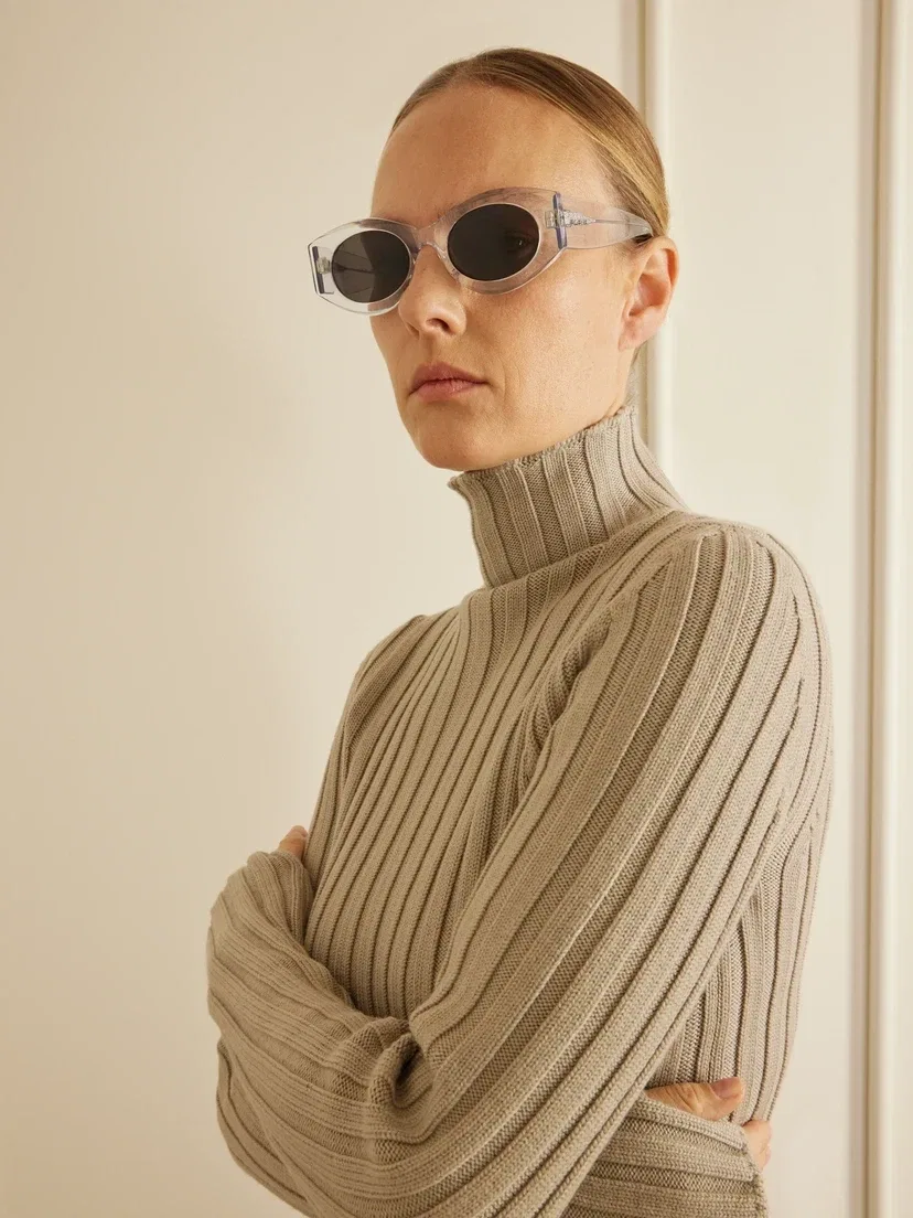 Солнцезащитные очки из ацетата круглой формы с надписями ALAÏA EYEWEAR, прозрачный — фото 2