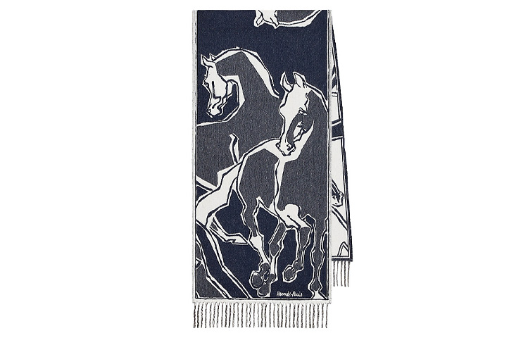 

HERMES Вязаный шарф унисекс, Blue