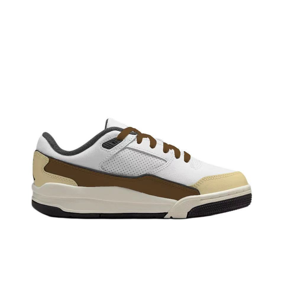 FLIGHT COURT Cheese Dark Chocolate устойчивые к истиранию низкие баскетбольные кроссовки Unisex в винтажном стиле бежевый белый коричневый Jordan, экрю — фото 3