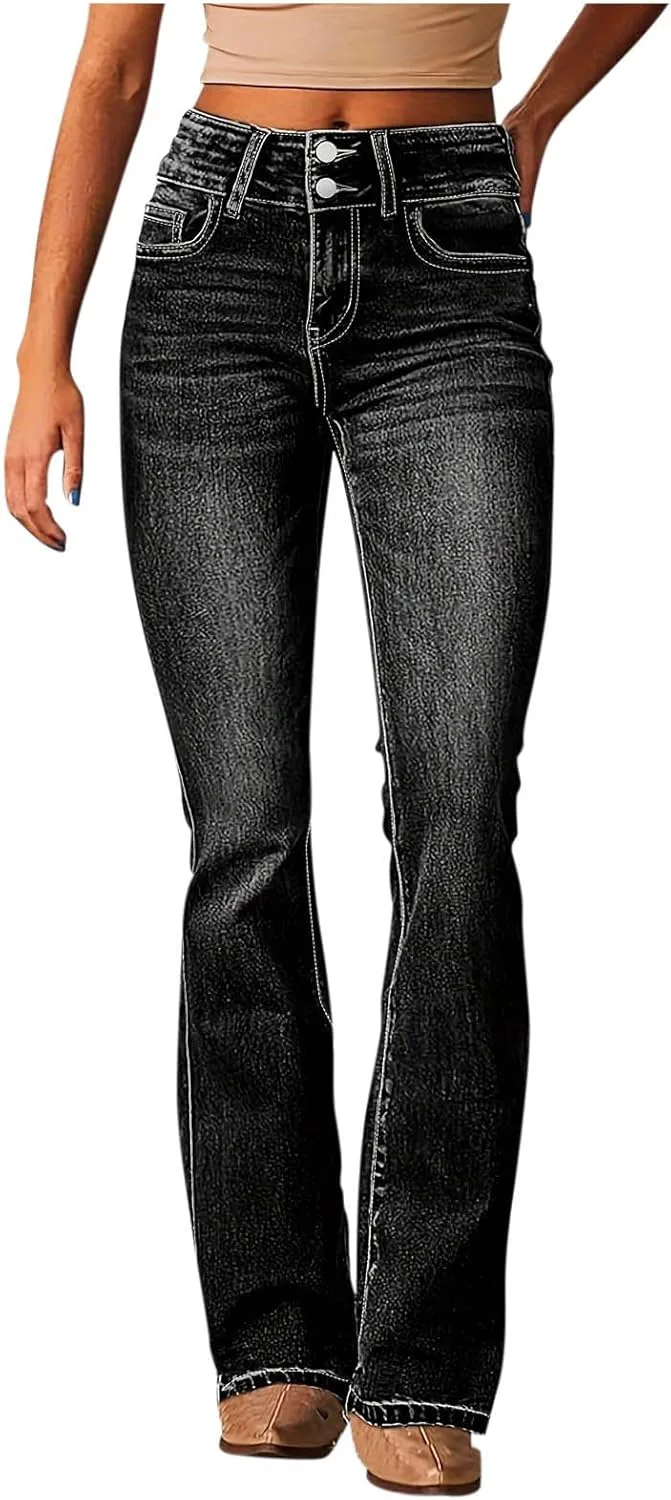 Женские джинсы bootcut high waisted с эффектом tummy control