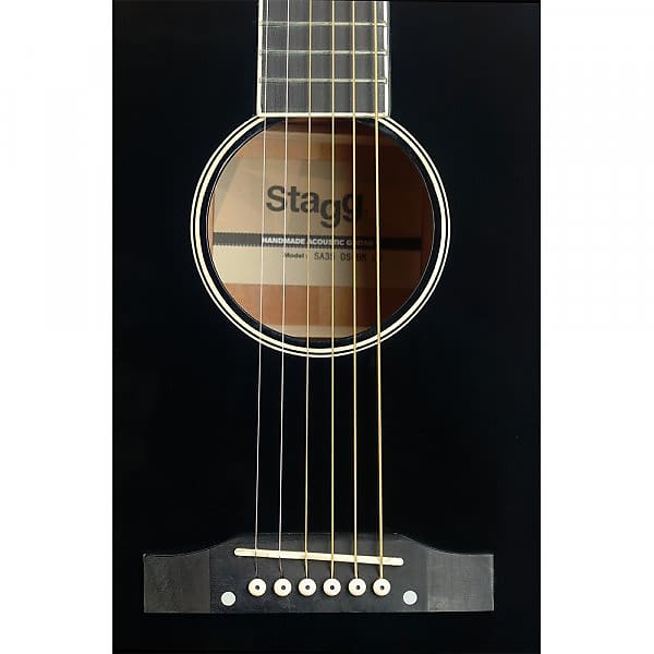 

Акустическая гитара Stagg SA35 DS-BK LH Dreadnought Slope Shoulder Basswood Top 6-String Acoustic Guitar For Lefty Play