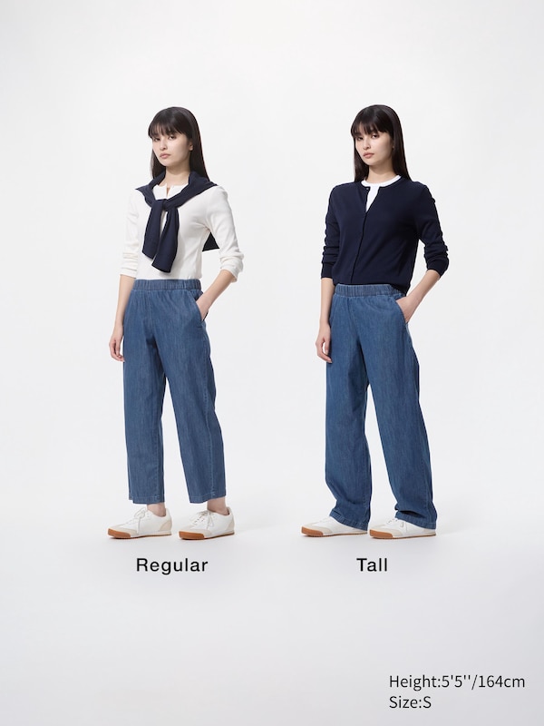 Хлопковые брюки свободного кроя до щиколотки (под деним) Uniqlo, 67 blue — фото 2