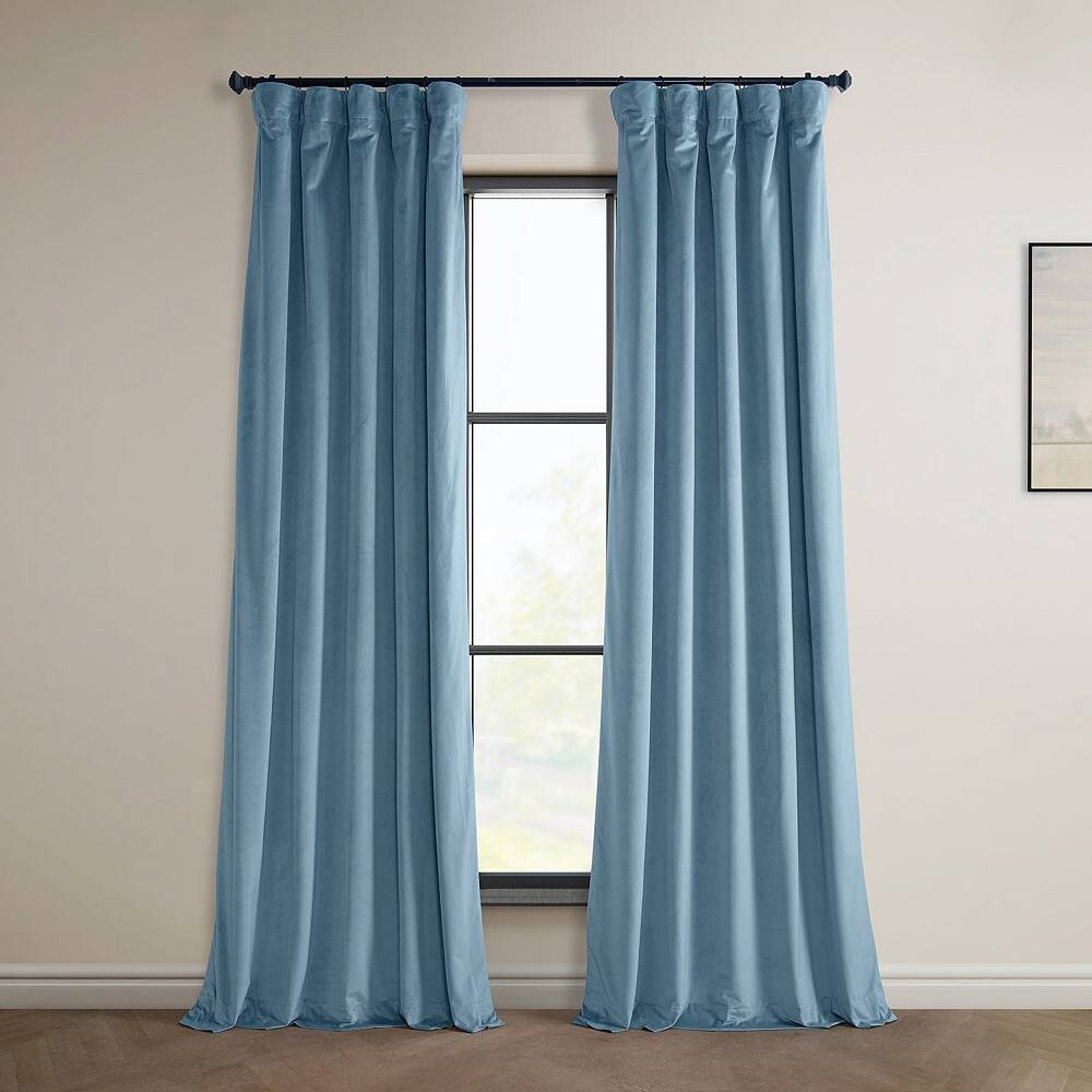 

EFF 1-панельная плюшевая бархатная штора Heritage, цвет Light Blue Taupe