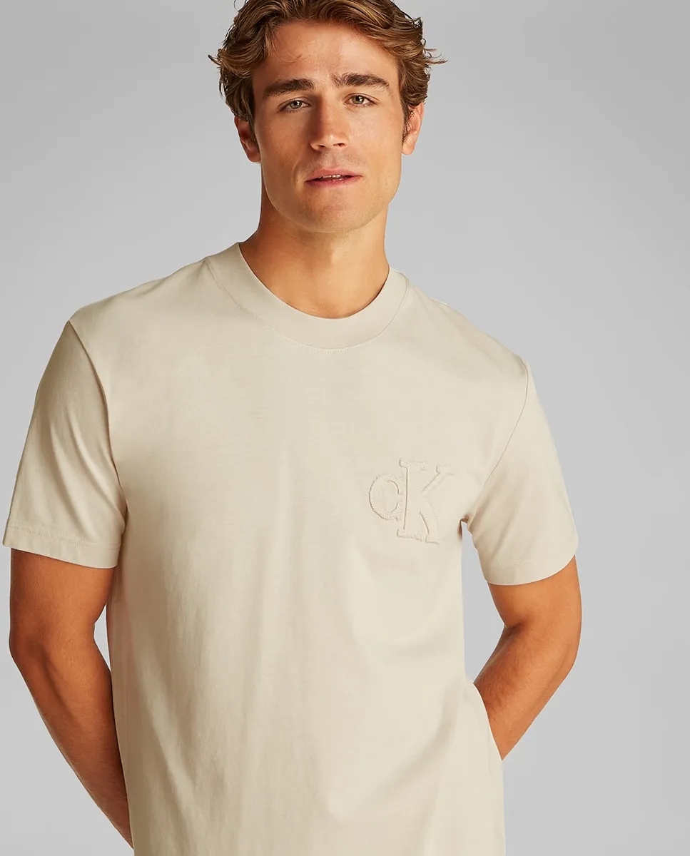 

Мужская футболка с коротким рукавом и монограммой Calvin Klein Jeans, бежевый