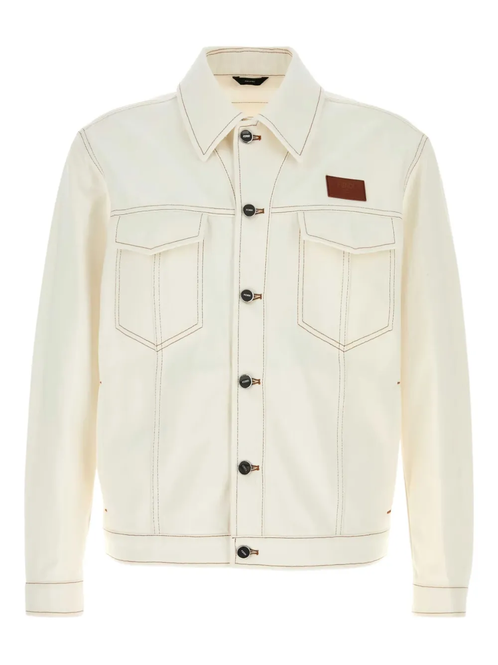 

Джинсовая куртка Jeans с контрастной строчкой FENDI, белый