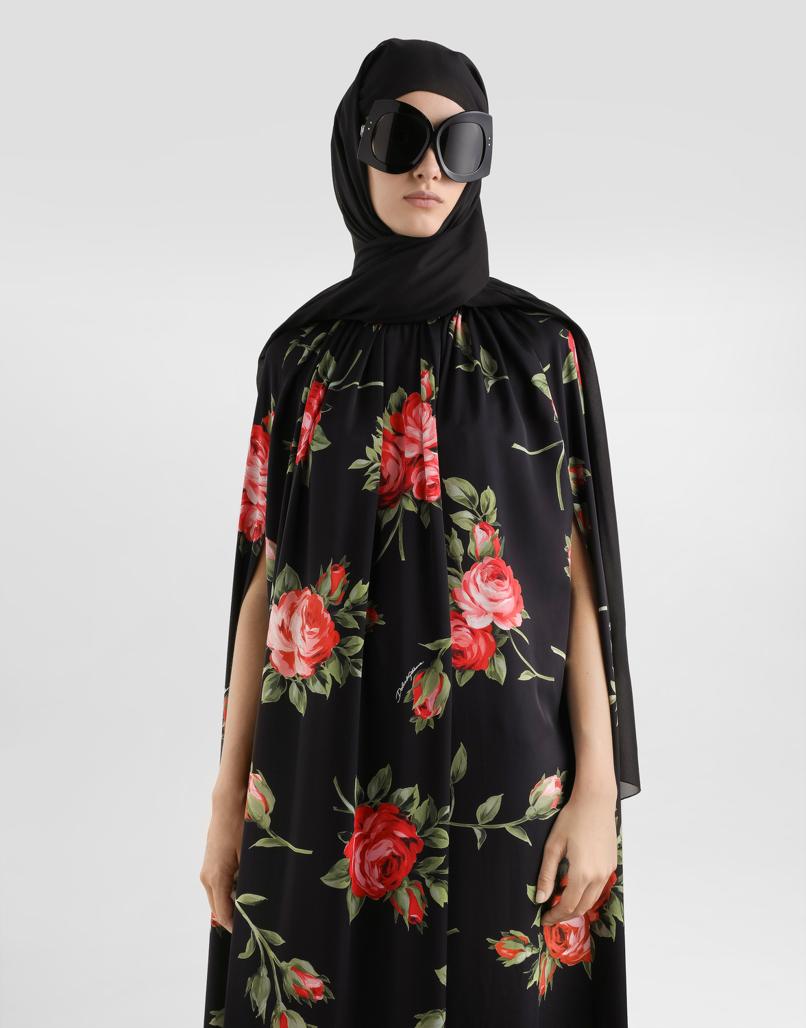 Платье-туника с принтом "букет роз" DOLCE & GABBANA, мультиколор — фото 4