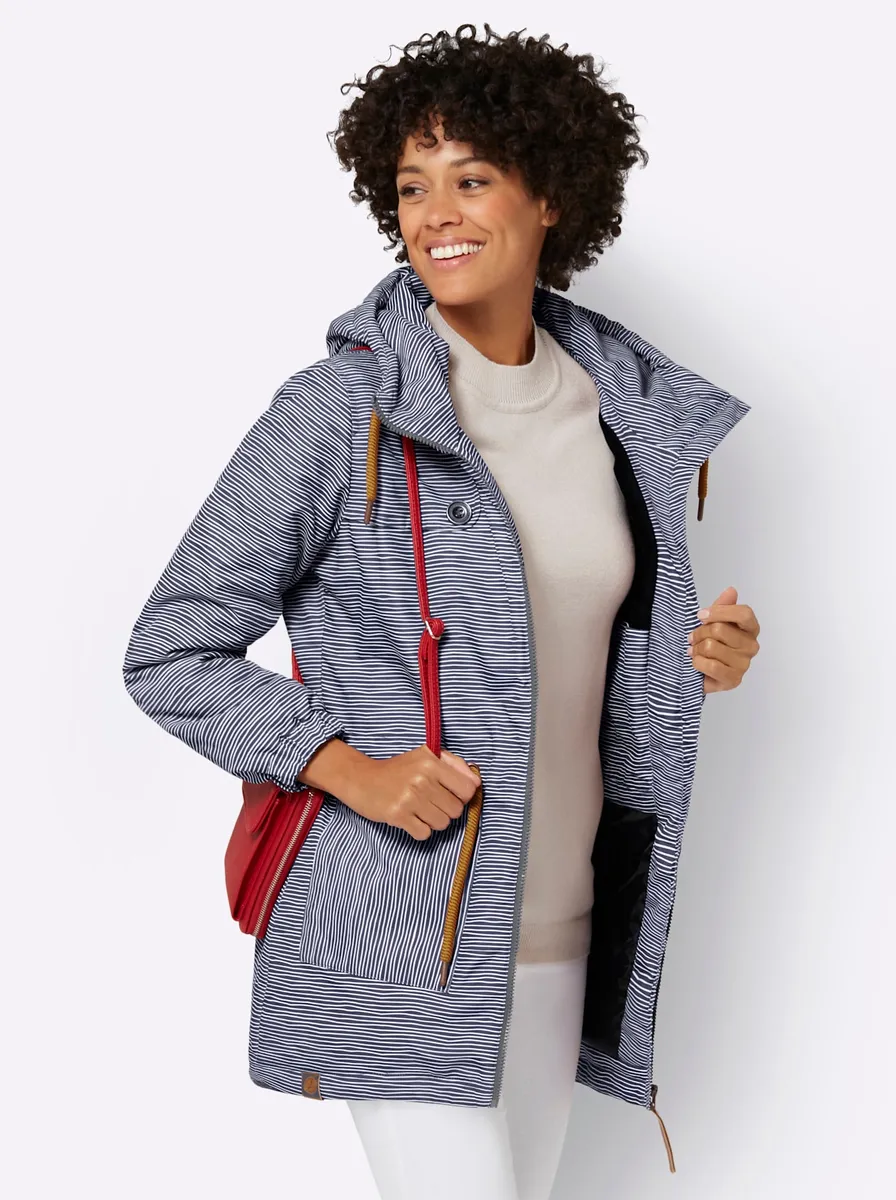 

Casual Looks Анорак, с капюшоном, цвет Marine-Weiß-Geringelt