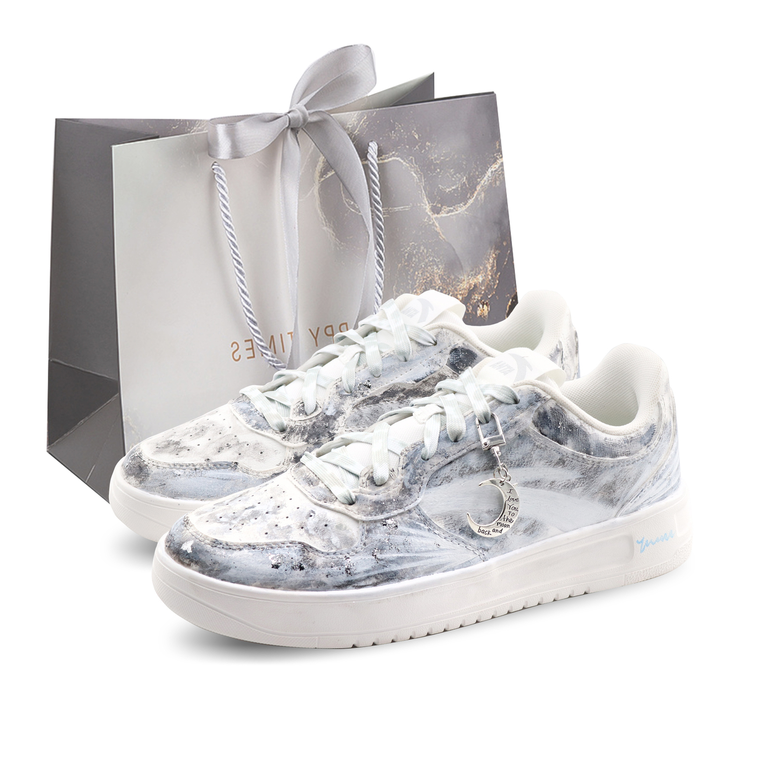 

Легкие кеды Easy Artemis Moon Shopping Bag для скейтбординга, устойчивые к истиранию, дышащие ANTA, серый белый gradient