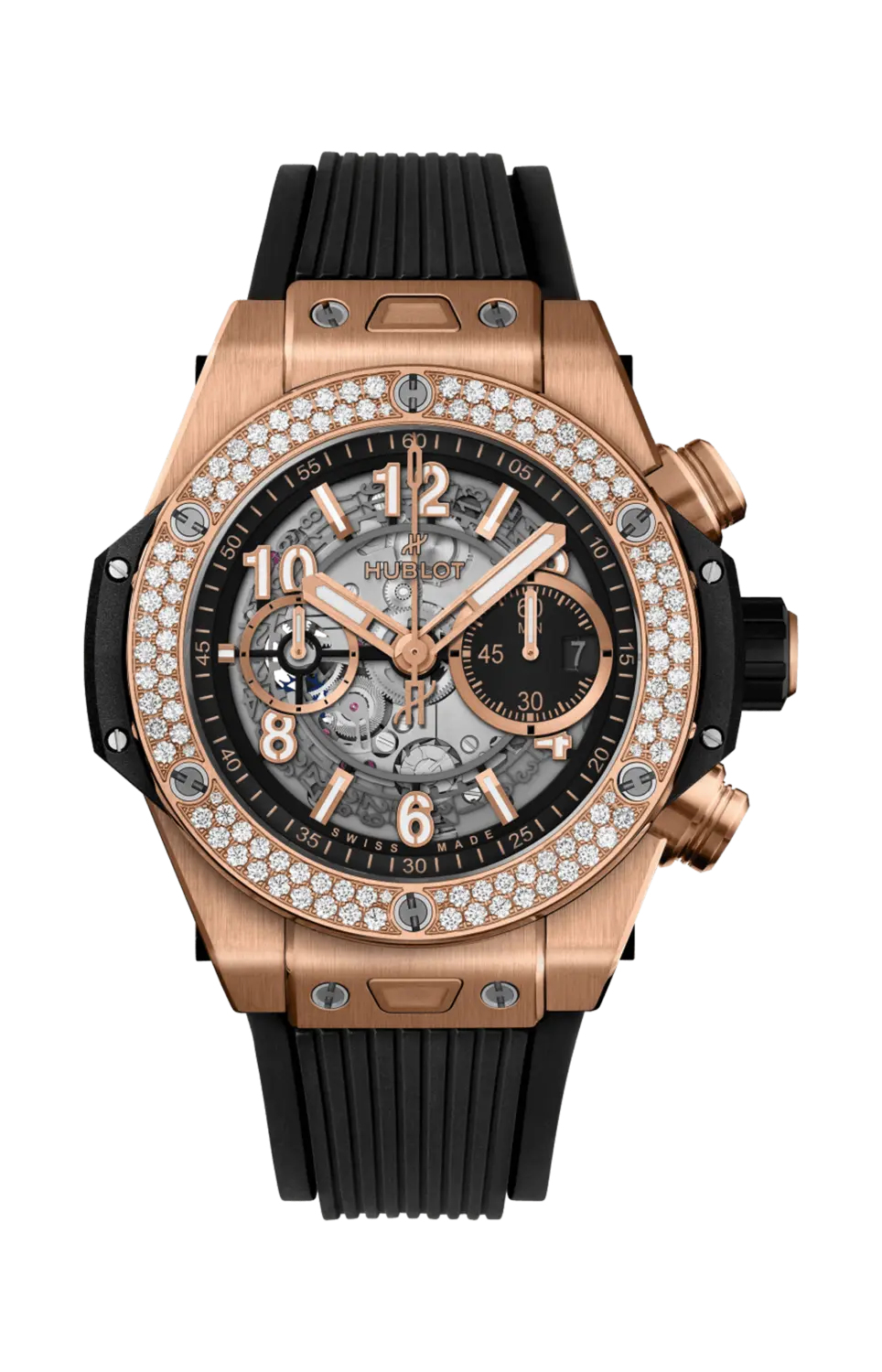 

Часы Hublot Unico king gold diamonds 44 мм