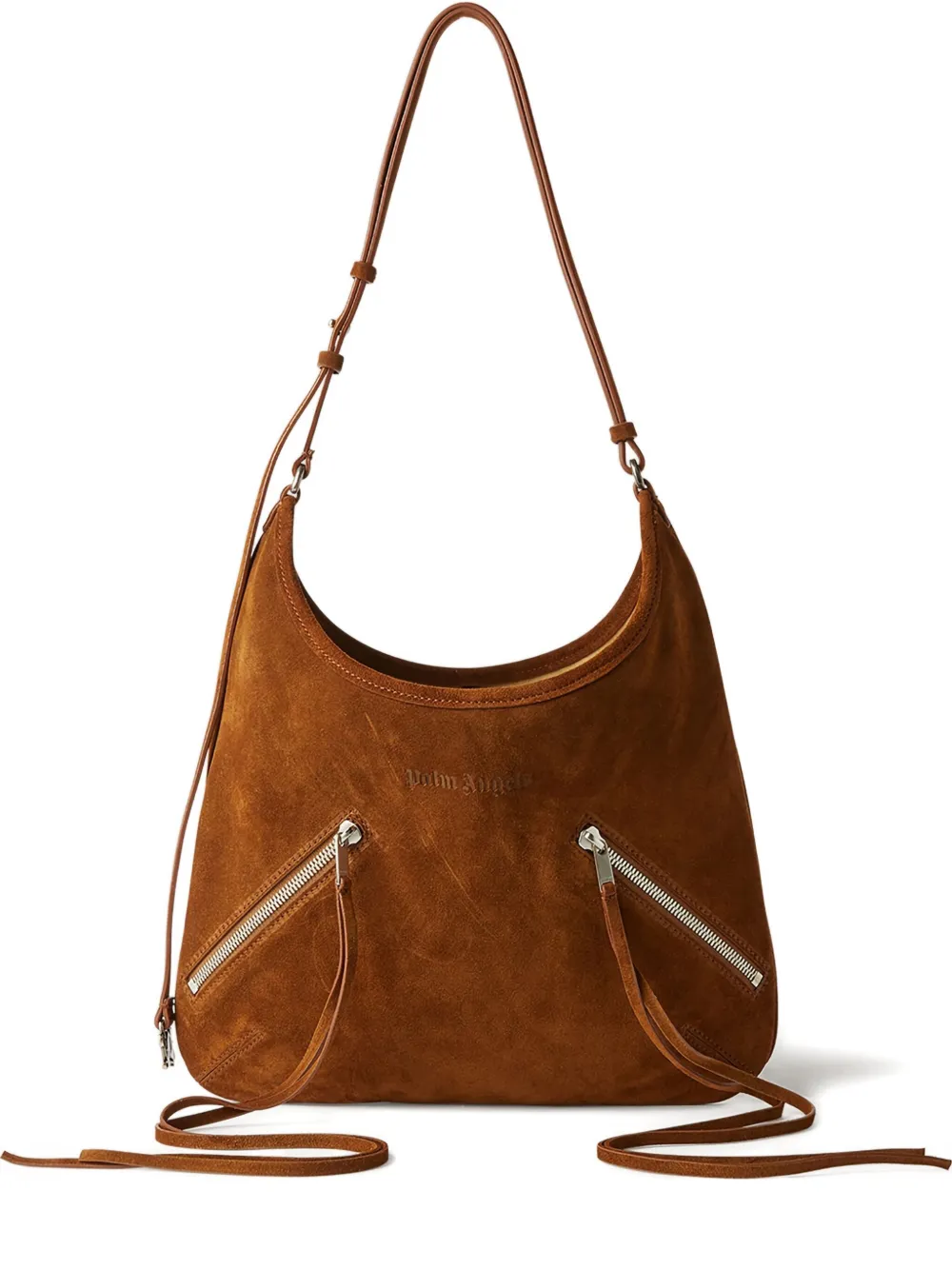 

Макси-сумка на плечо из замши на молнии Palm Angels, коричневый