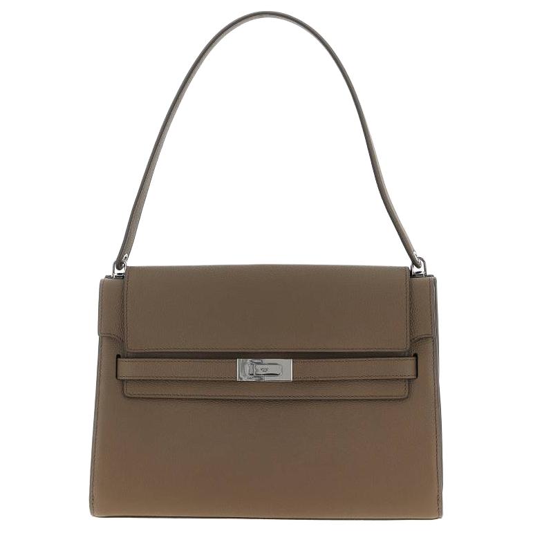 

TORY BURCH Кожаная сумка через плечо Lee Radziwill Tubas женская грибного серого цвета