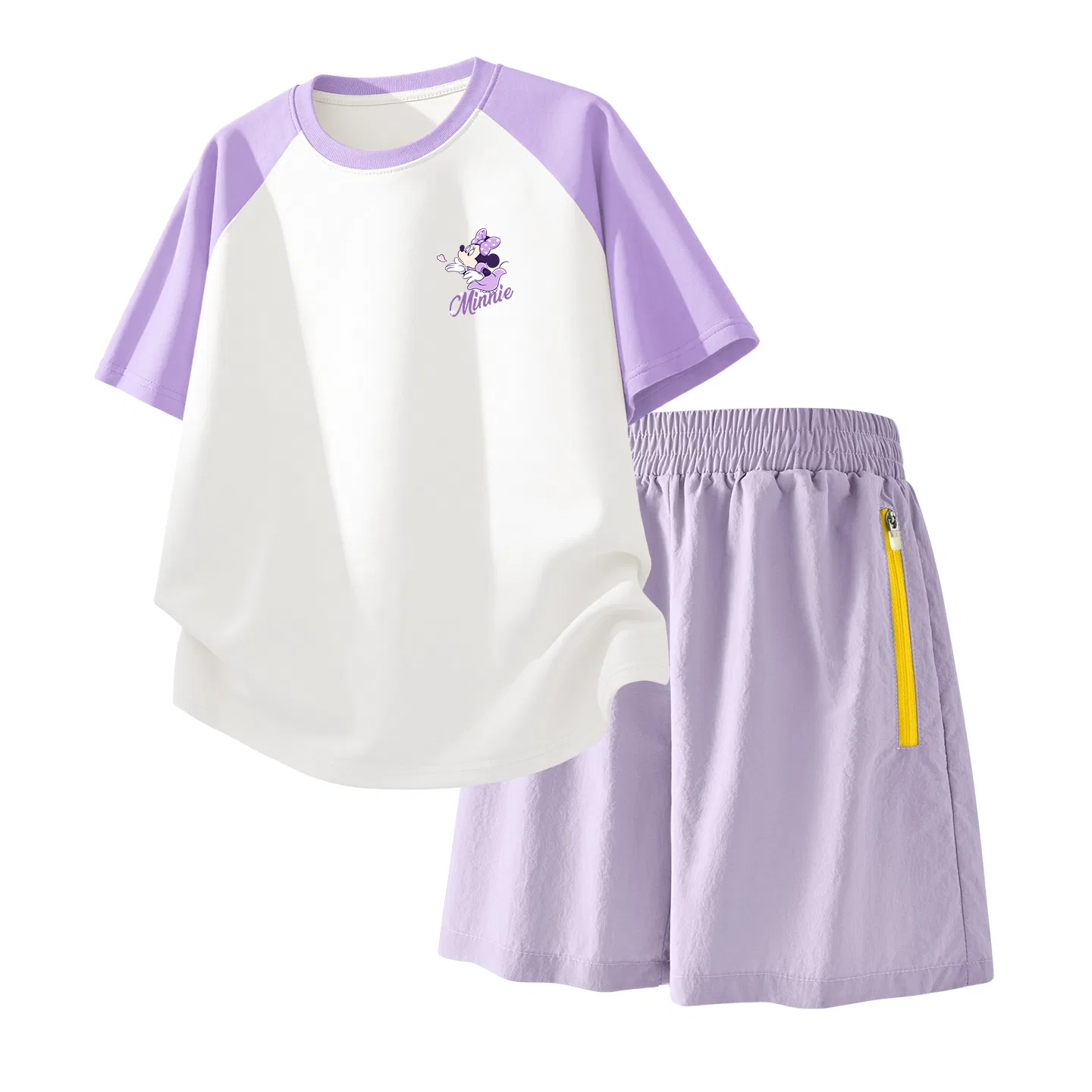 Детский спортивный костюм Casual Sportswear 2 Piece Set Disney, DiFei Kiss Nini K Purple White+Solid Color Taro Paste Purple