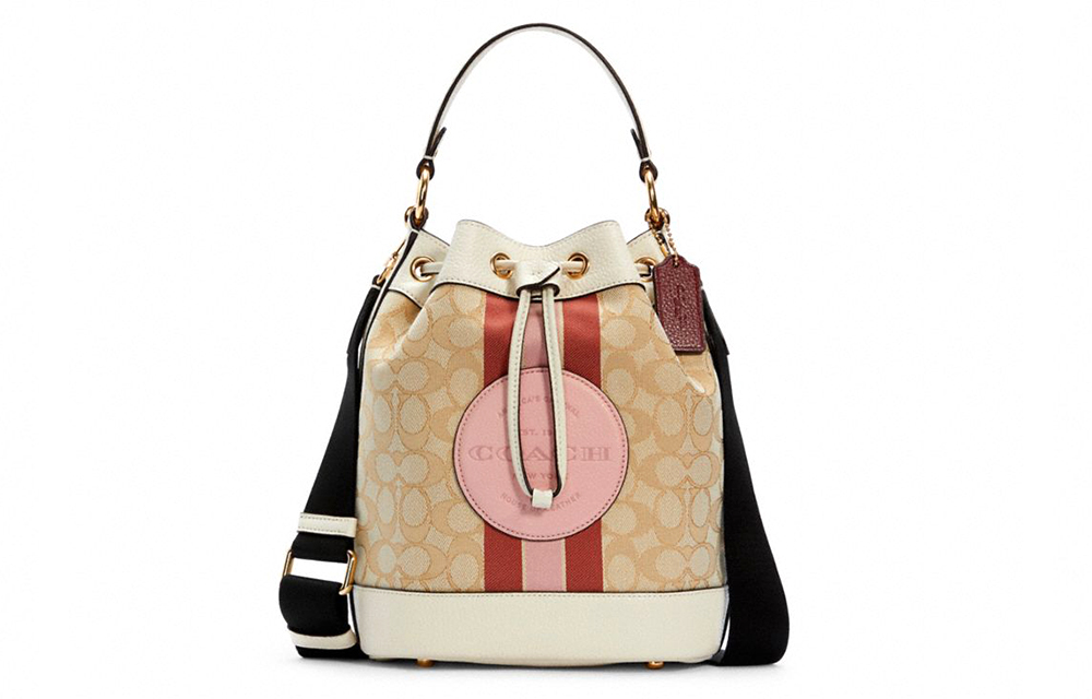 

Демпси Сумка-ведро из коровьей кожи, Маленькая женская сумка через плечо цвета хаки COACH