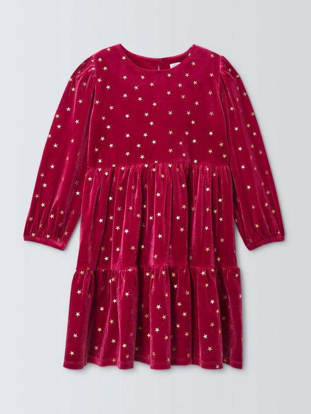 

Детское платье из велюра с принтом звезд John Lewis, Red