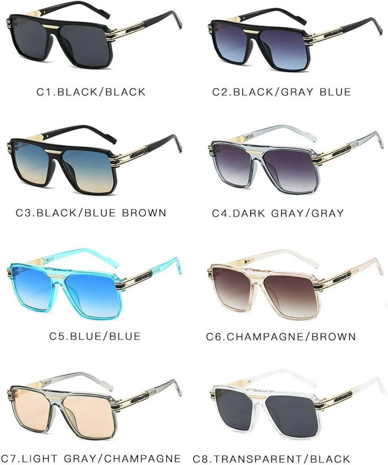 

Солнцезащитные очки Willochra Retro Oversized Square Shield для женщин и мужчин, модные винтажные очки-пилот с защитой от УФ-излучения UV400 (2025 год), C5