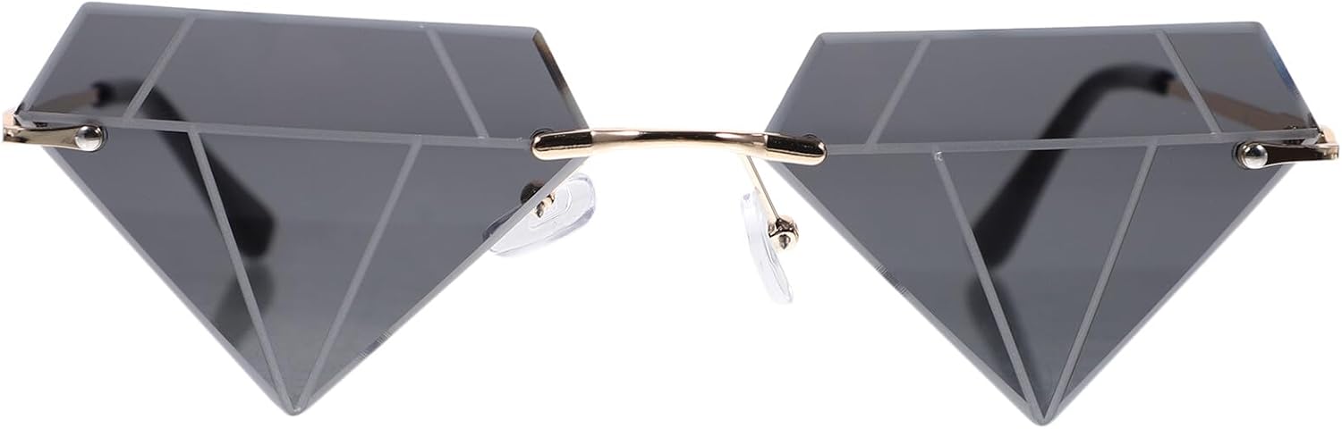 

Солнцезащитные очки без оправы для женщин, креативная оправа неправильной формы в виде ромба, золотистая оправа, черные и серые линзы, аксессуар для вечеринок и пляжа Abaodam, Grey
