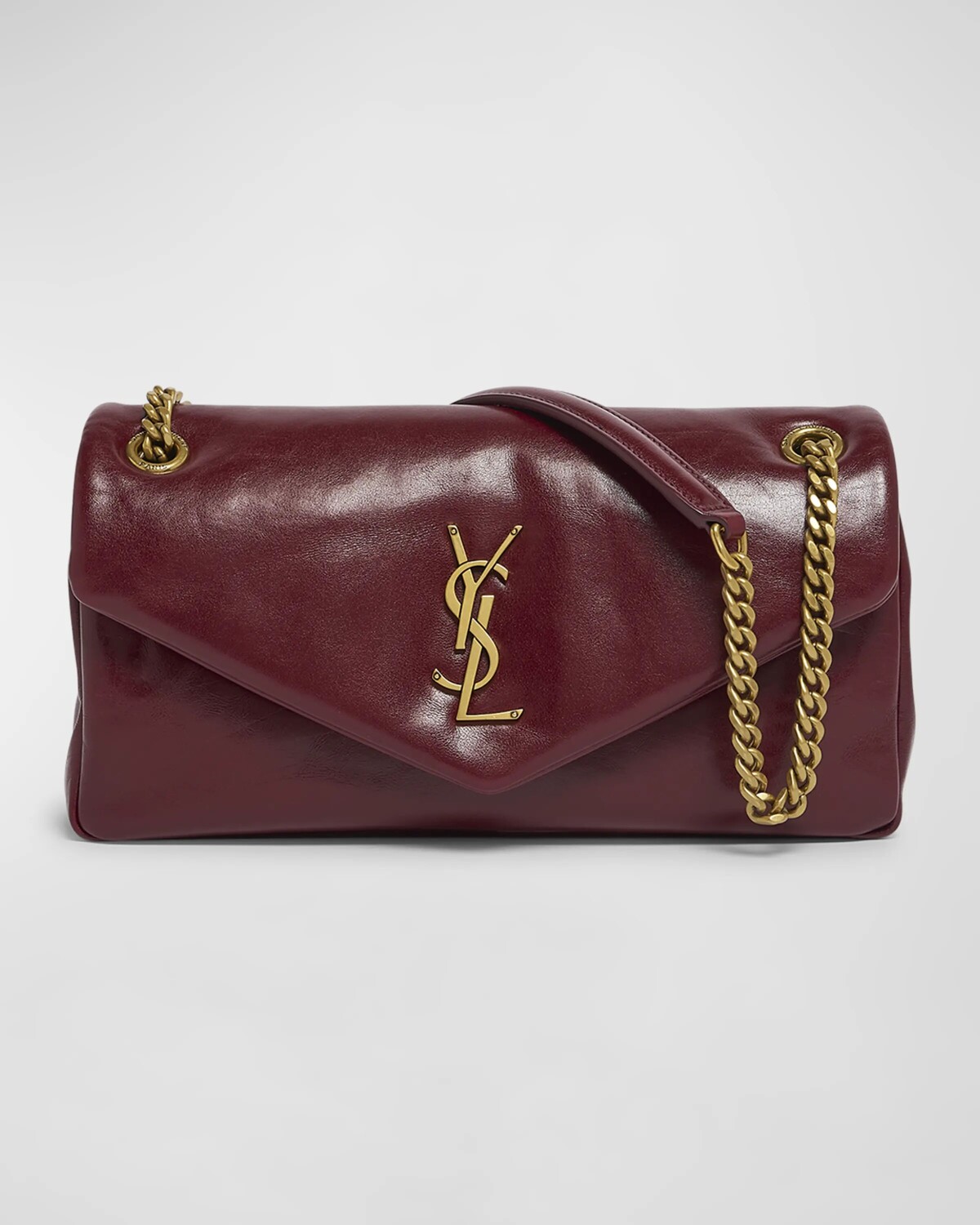 

Маленькая сумка через плечо Calypso YSL из гладкой кожи с подкладкой Saint Laurent, цвет Deep Rasberry