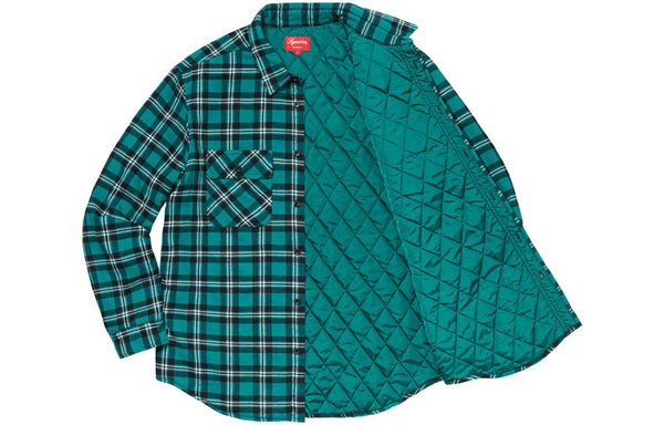 Рубашка fw19 week 17 arc logo quilted flannel shirt logo 'green' Supreme, зеленый — фото 3