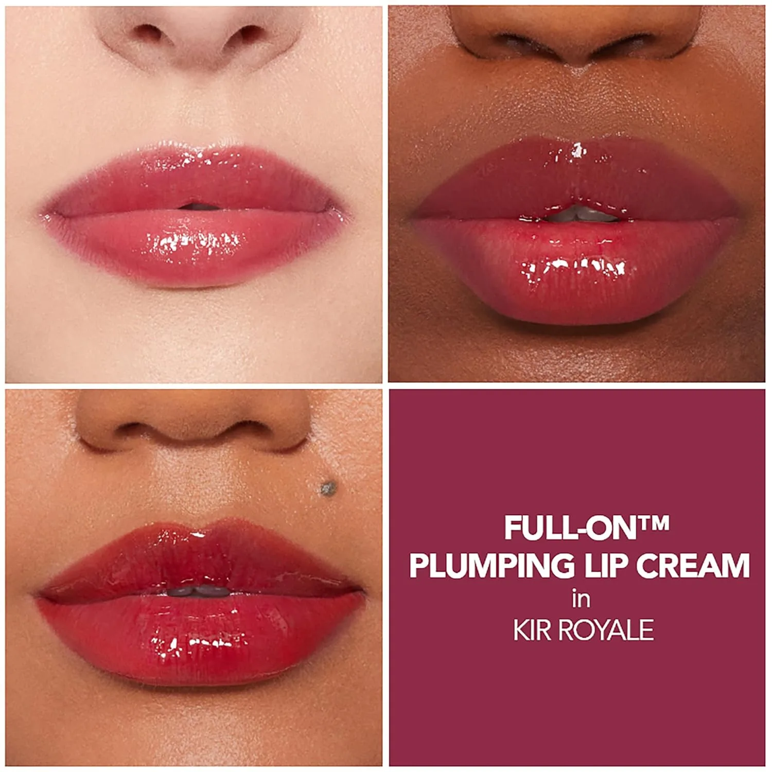 Buxom Full-On Plumping Lip Cream - увлажняющий блеск для губ с пептидами и гиалуроновой кислотой, придающий губам объем и мягкость. Формула с высоким блеском. Не тестируется на животных., Kir Royale (Berry wine) — фото 2