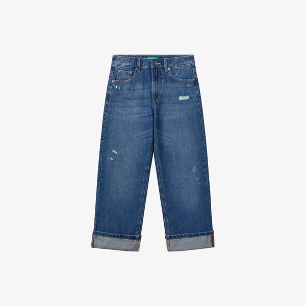 

Прямые джинсы с подвёрнутым краем 6-14 лет Benetton, синий