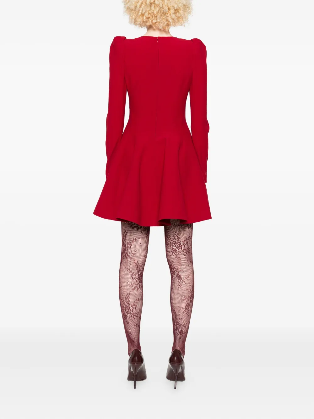 Приталенное платье с пышными рукавами Alexander Mcqueen, красный — фото 4