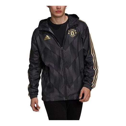 

Куртка adidas Full Print Geometry Pattern Stripe Printing Logo Hooded Jacket Black, мультиколор