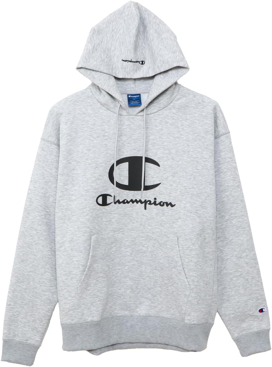 

Мужская толстовка Champion C3-BS120, с длинным рукавом, быстросохнущая, эластичная, с логотипом, махровая, с капюшоном, изготовлена из ткани TECH Weave(R), серый