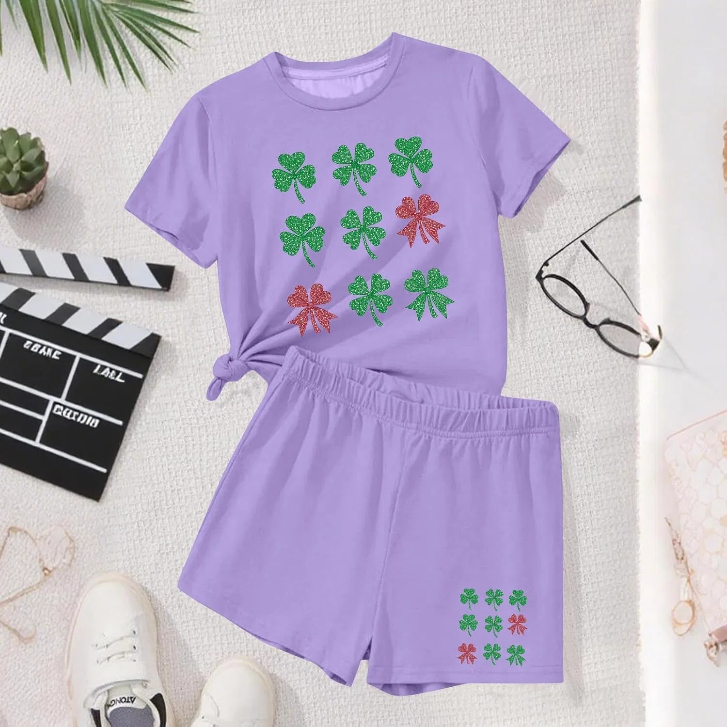 Детский спортивный костюм с принтом Shamrock Zzalalana, фиолетовый — фото 3