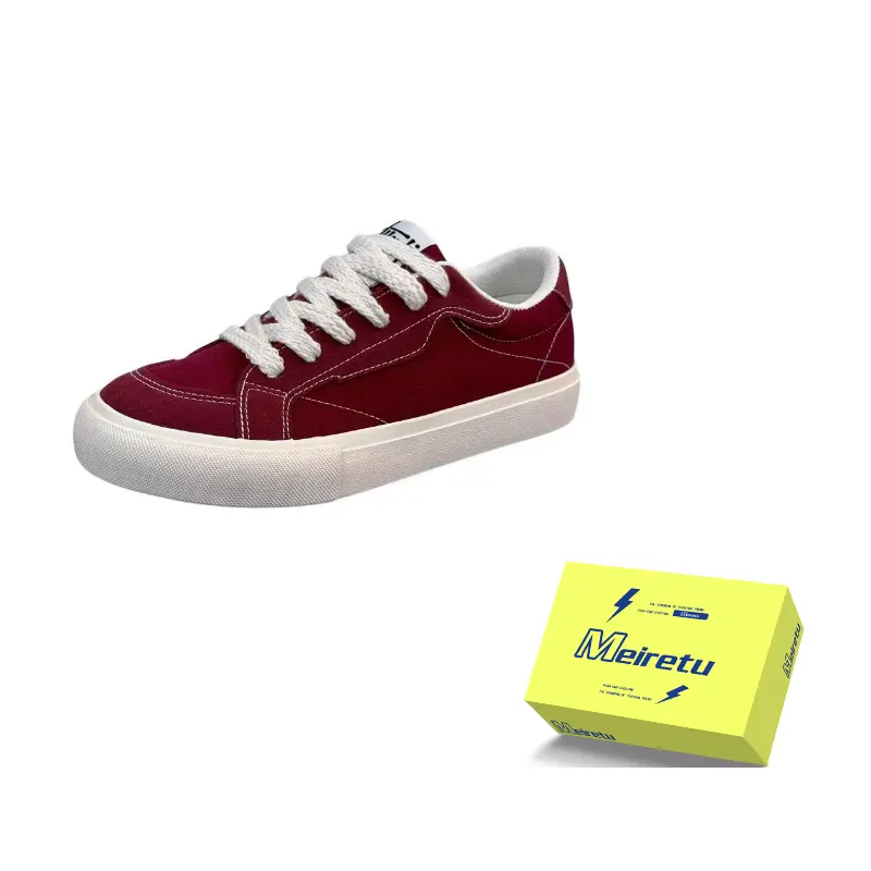

Meiretu Антискользящие износостойкие низкие скейтерские кеды мужские бордовые, цвет Burgundy